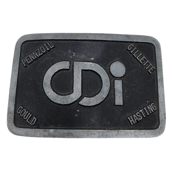 Vtg CDi Belt Buckle Gillette Hasting Gould Pennzoil Metal Arts OKC Rare - Picture 1 of 5